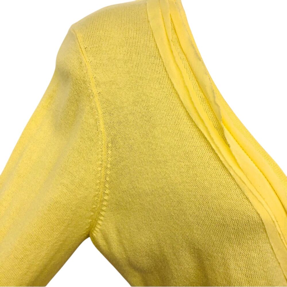 Ann Taylor Loft Light Yellow Lightweight Cardigan Stylish Ruffled V Neckline - Picture 13 of 16